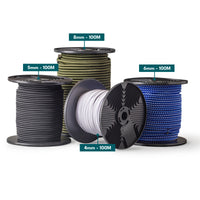 Elastiek 8mm – 100m – kaki – elastisch touw voor netten, transport & klussen