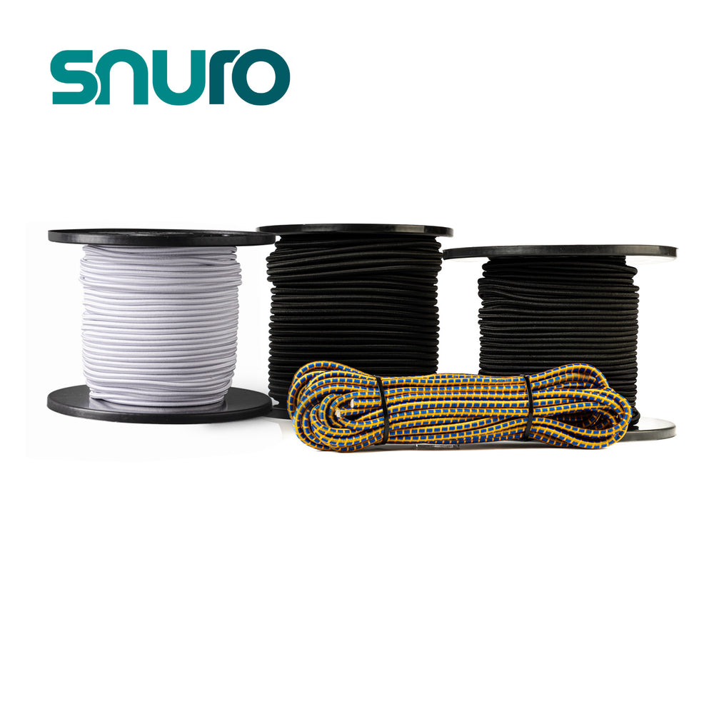 Groepsfoto elastisch touw, zwarte, witte en gekleurde elastiek