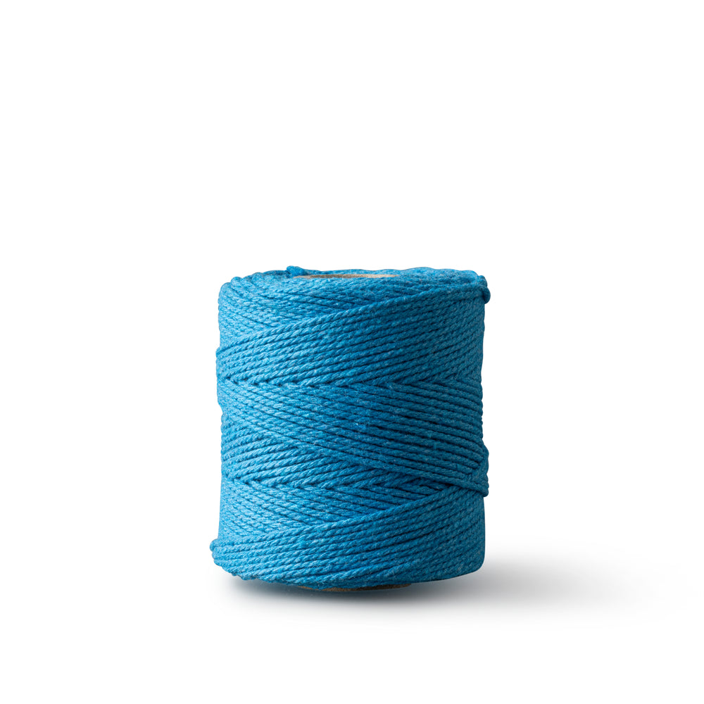 Corde macramé 1 mm – bleu océan – 65 m – coton recyclé double retors