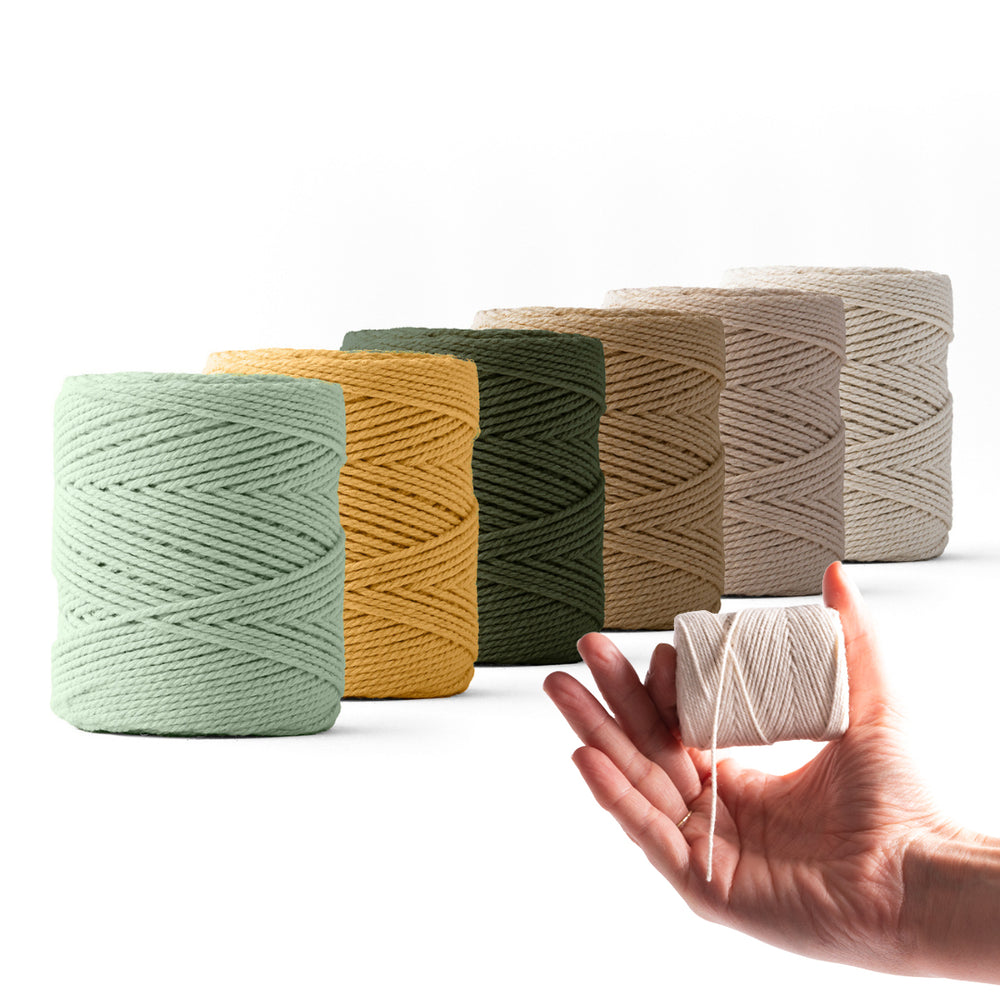 Corde macramé 1 mm – couleurs naturelles – 6 x 65 m – coton recyclé double retors