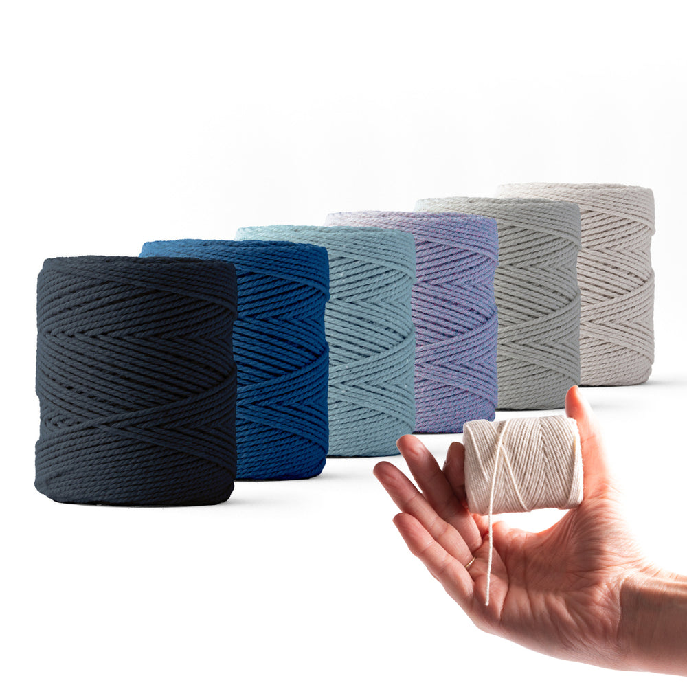 Corde macramé 1 mm – couleurs hivernales – 6 x 65 m – coton recyclé double retors