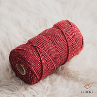 Corde macramé 3 mm – bordeaux moucheté or – 120 m – coton recyclé double retors