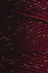 Corde macramé 3 mm – bordeaux moucheté or – 120 m – coton recyclé double retors