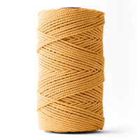 Macramétouw 3mm – mosterd – 120m – dubbel gedraaid gerecycled katoen
