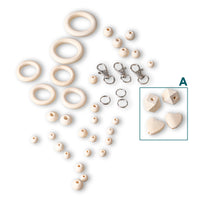 Macramé houten kralen en ringen - 41 stuks in variabel set