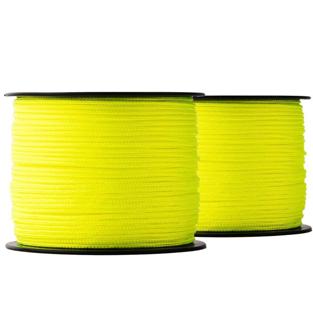 Corde nylon 2mm – jaune fluo – 2x100m – polyamide tressé pour maçonnerie et jardinage