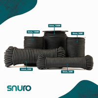 Corde nylon 5 mm – noire – 100 m – cordon polyamide tressé