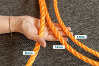 Corde torsadée en polypropylène 16 mm – 100 mètres – orange – sur bobine