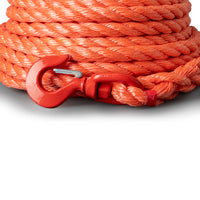 Corde en polypropylène 20 mm – orange – 25 m – avec épissure d'extrémité et crochet de sécurité émerillon